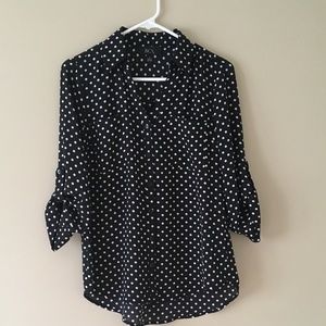 Polka Dot 3/4 Sleeve button front blouse